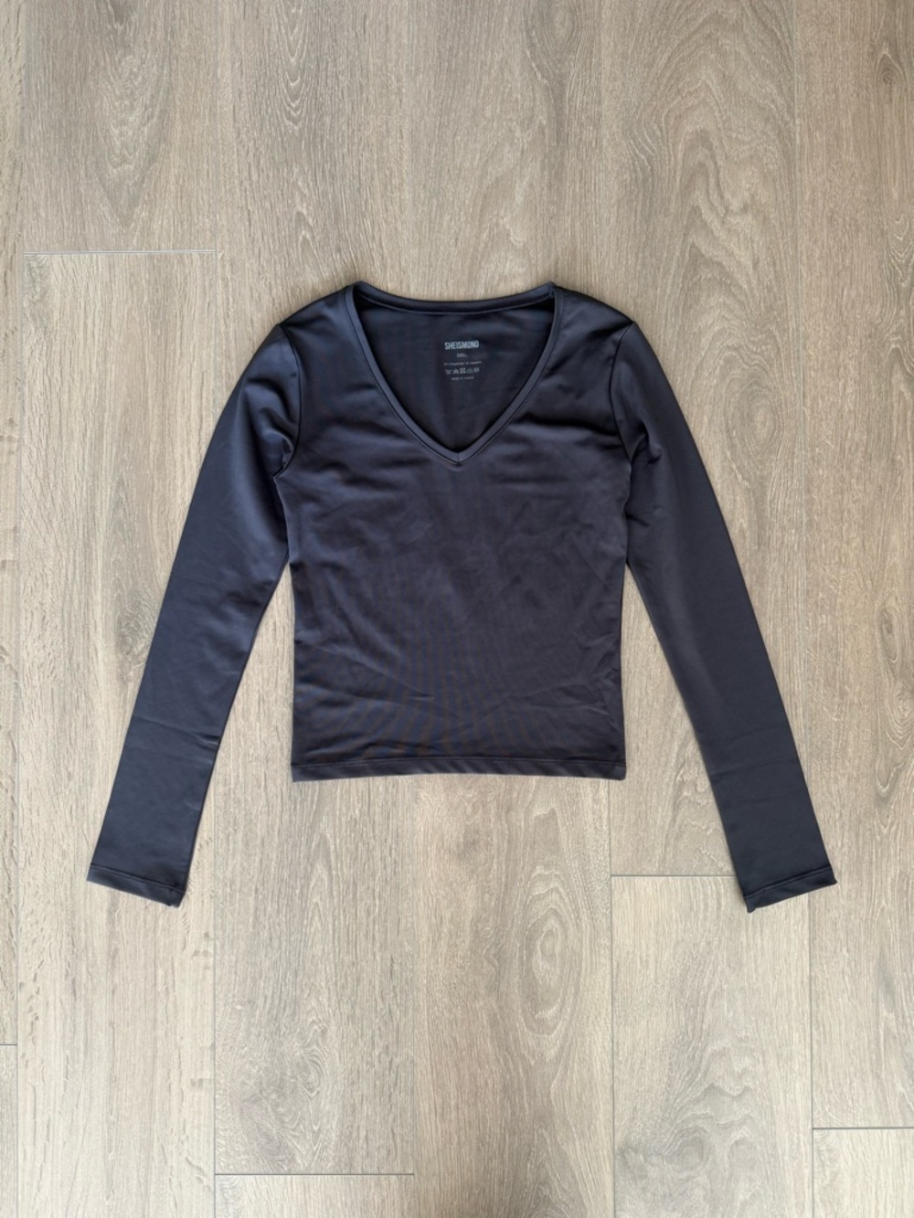& Other Stories Black V-Neck Long Sleeve Top